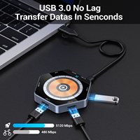 Station d'accueil Hub USB3.0 Support de charge USB-C ABS avec adaptateur de lecteur de carte SD/TF Vitesse 5Gbps pour utilisation sur PC