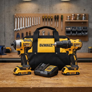 Kit combinado de 2 herramientas para taladro percutor inalámbrico de 20 V MAX con 1/4 pulg. Portabrocas reversible de velocidad variable sin llave para bricolaje - Product Image 2