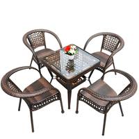 Tables et chaises de balcon d'extérieur en rotin et bambou, style chinois