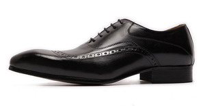 รองเท้าหนังอิตาลีสีดำแบบผูกเชือกของ Felix Chu รองเท้าหนังกลับ Brock สำหรับผู้ชาย - Product Image 6