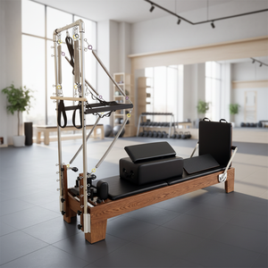 Cama de Pilates con Sistema de Resortes Ajustables, Reformer de Pilates en Color Nogal con Torre para Clases Privadas y Grupales - Product Image 1
