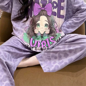 ชุดนอนผ้าฝ้ายพิมพ์ลายเมฆสำหรับผู้หญิ<span class=keywords><strong>ง</strong></span> น้ำหนัก 120 กรัม สไตล์การ์ตูน<span class=keywords><strong>มั</strong></span><span class=keywords><strong>ง</strong></span><span class=keywords><strong>ง</strong></span>ะ สไตล์ญี่ปุ่น ชุดแขนยาวสำหรับเด็กสาว-เหมาะสำหรับการสวมใส่ - Product Image 6