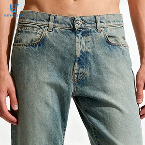 جينز رجالي من BENTURA، تصنيع مخصص، جودة عالية، 100% قطن، غسيل خفيف بتصميم عتيق، قصة مستقيمة وواسعة من الأسفل - Product Image 4