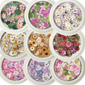 Décorations d'ongles 3D en pâte de bois colorée, mini-fleurs, breloques pour ongles, imitation fleurs séchées, pour manucure DIY, vente en gros - Product Image 2