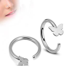 Tiktok-anillos de acero inoxidable con Clip <span class=keywords><strong>en</strong></span> la nariz, diseño de mariposa para mujer y Niña - Product Image 3