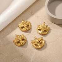 Pendentifs Masque de Mascarade Plume Gaufrée Dorée, Accessoires Rétro en Acier Inoxydable pour Bijoux Faits Main DIY