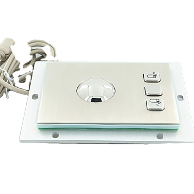 Waterproof Stainless Steel Mouse Metal Wired Desktop Industrial Trackball for Self-Service Kiosk Products