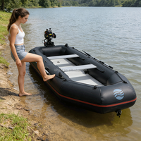 Bateau de pêche gonflable en PVC Hailebao, moteur électrique/essence 4HP, capacité 5 personnes, pour la dérive, le ski nautique, le surf sur les lacs, noir 1