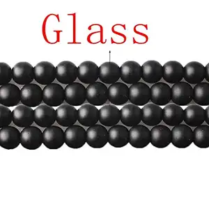 6mm Black Matte Agates Onyx Frosted Glass Beads