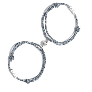 Heart To Heart Couple Bracelet Woven Magnetic Unisex Jewelry Gift Set SS 002 - Product Image 1