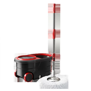 Robuste 360 °   Système de nettoyage avec serpillière rotative <span class=keywords><strong>et</strong></span> seau, grandes roues, essoreuse <span class=keywords><strong>en</strong></span> acier inoxydable, distributeur de savon, <span class=keywords><strong>noir</strong></span> <span class=keywords><strong>et</strong></span> rouge - Product Image 3