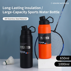 Bouteille isotherme sport en acier inoxydable grande capacité avec couvercle à poignée – Gourde de voyage portable - Product Image 3