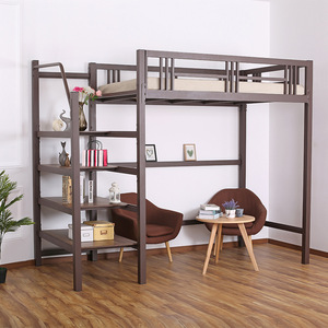 เตียงสองชั้นเหล็กสำหรับนักเรียน พร้อมโต๊ะเขียนหนังสือด้านล่าง รุ่น HB-14 พร้อมราวกันตก - Product Image 1