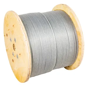 6x19 7x19 6x36 FC/IWR flexible marine galvanized steel wire rope 18mm 14mm 10mm with wooden reel