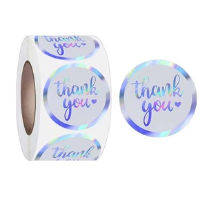 Papel de Impresión Económico de Fábrica, Etiqueta de Agradecimiento con Logotipo Personalizado, Rollo de Etiquetas Adhesivas <span class=keywords><strong>para</strong></span> Empaque - Product Image 1
