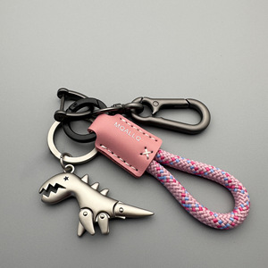 Llavero de Metal con Mini Dinosaurio, Delicado Llavero para Coche de <span class=keywords><strong>Niñas</strong></span>, Accesorio para Mochila con Cordón de Cuero - Product Image 2