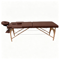 Table de massage portable pliable en 2 sections, cadre en bois de hêtre, 260 kg, cuir PU, hauteur réglable, spa, tatouage, physiothérapie, OEM personnalisé