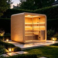 Sauna Portabel untuk Luar Ruangan, Sauna Inframerah Model Tong, Sauna Luar Ruangan dengan Tungku Kayu, Pemanas Sauna Kering dengan Pintu Kaca