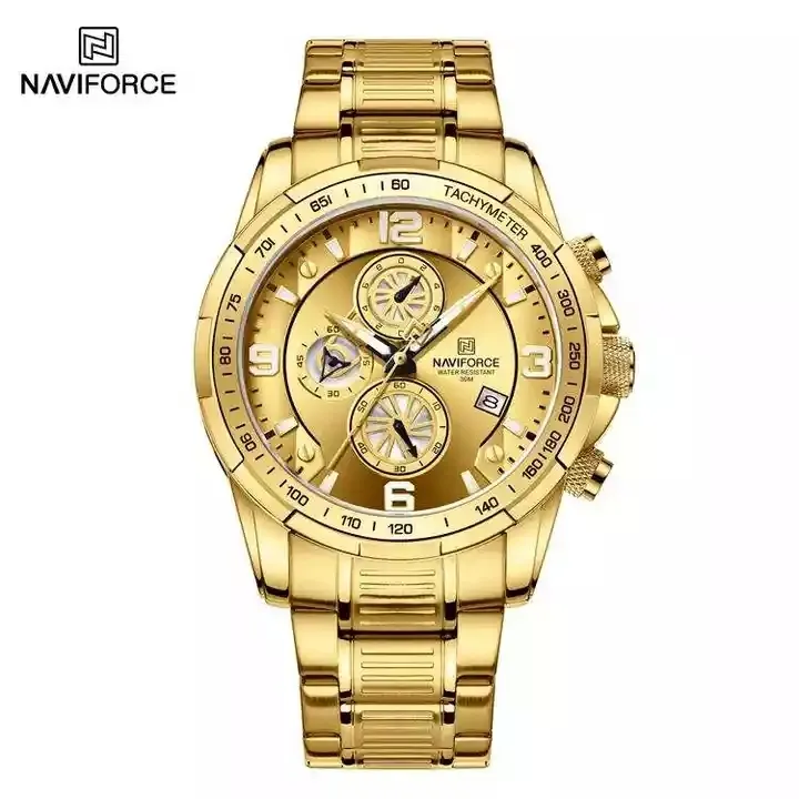 NAVIFORCE Men Watch Sport Man Wristwatch Top Brand Luxury Blue Chronograph Stainless Steel Quartz Male Clock 8020