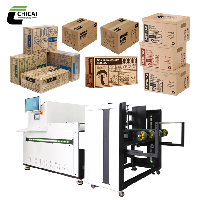 Chicai Single Pass Digital Inkjet Printer for Plastic Bag Carton Box Envelope Cardboard Flatbed Printing