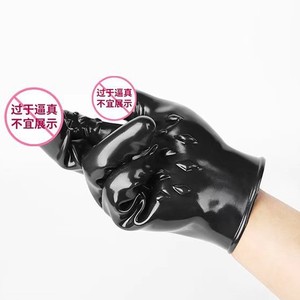 Gants Wolf Fang noirs en caoutchouc souple, manchons de massage pour les doigts, pour adultes, usage romantique, sensation de toucher réel - Product Image 2