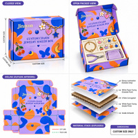 Boîte d'expédition personnalisée pour bijoux à breloques, kit d'emballage en papier, pochette en velours pour ensemble de bracelets et breloques
