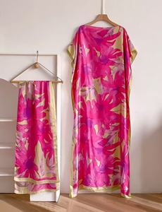 Boho-Chic Kaftan und Schal-Set, Lebendiges Ankara-Print Maxikleid, Urlaubskleidung - Product Image 4