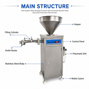 Máquina Automática Eléctrica para Rellenar <span class=keywords><strong>Salchichas</strong></span> <span class=keywords><strong>de</strong></span> Carne <span class=keywords><strong>de</strong></span> Res, Bratwurst y Salsiccia, <span class=keywords><strong>de</strong></span> Acero Inoxidable, con Sistema Neumático - Product Image 4