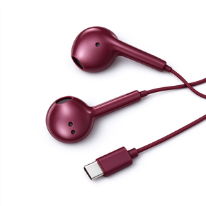 Auriculares Semi-Intrauditivos con Cable USB-C Color Borgoña, Sonido Estéreo Nítido, para Escuchar Música Relajante y Actividades Diarias - Product Image 5