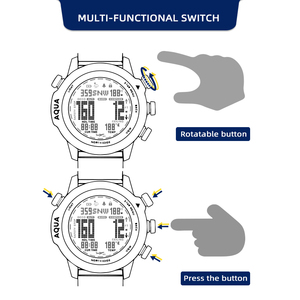 Montre de plongée professionnelle pour hommes, chronomètre, alarme, altimètre, baromètre, boussole, thermomètre - Product Image 5