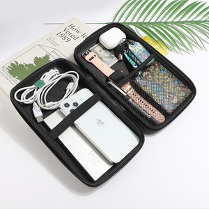 <b>EVA</b> Storage Case For Headphones 2-3 Compartments Black Portable Electronic Organizer Bag - Product Image 2