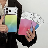 Coque de téléphone de luxe plaquée effet dégradé Aurore avec protection d'objectif pour iPhone 17 16 15 14 13 Pro Max