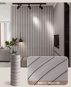 Autocollant mural 3D en lattes <span class=keywords><strong>de</strong></span> <span class=keywords><strong>bois</strong></span> pour tête <span class=keywords><strong>de</strong></span> <span class=keywords><strong>lit</strong></span> <span class=keywords><strong>de</strong></span> chambre, papier peint cannelé auto-adhésif 40x300cm, rouleau DIY - Product Image 2