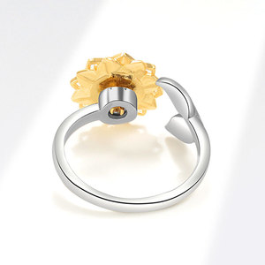 Fashion Sunflower Anxiety Spin Finger <b>Rings</b> Copper Gold Plated Rotating Freely <b>Stress</b> Relief Flower Fidget Jewelry For Girls - Product Image 5
