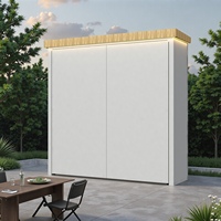 Cuisine extérieure moderne pour villa avec armoires modulaires, plan de travail en acier inoxydable, finition acrylique, taille personnalisée