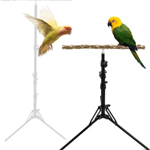 Supporto a Treppiede in Metallo Regolabile per Pappagalli, con Posatoio in Corteccia Naturale Grezza, Stand Portatile per Addestramento di Coccodrilli e Parrocchetti - Product Image 2
