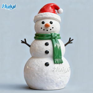 Life-sized Fiberglass Resin Sculpture Artistic Painted Design Christmas Decoration Cartoon Snowman Collectible