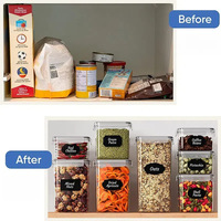 Bocaux d'organisation pour garde-manger, lot de 24, en plastique transparent, étanches, avec étiquettes tableau noir, fabrication ODM