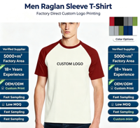T-shirt Raglan Homme Personnalisé avec Logo, Mélange Coton, Manches Courtes, Col Rond, Couleurs Contrastées, Service OEM – Vente en Gros Usine
