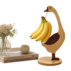 Wooden Goose Shaped Banana <b>Rack</b> Standing Fruit Holder For <b>Kitchen</b> Countertop Storage Display - Product Image 5