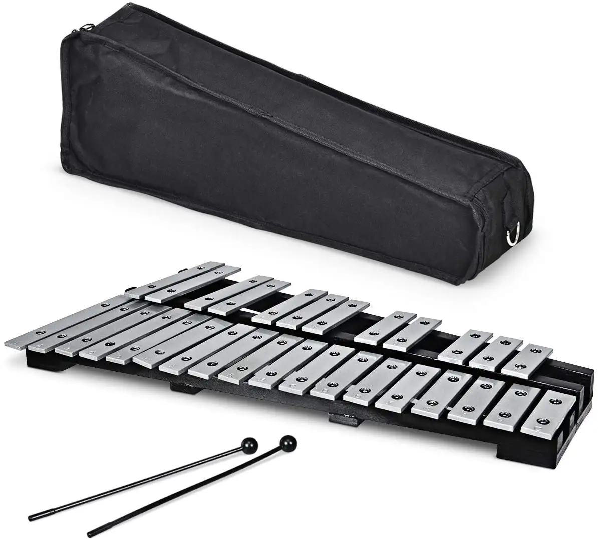 Gelsonlab HS-GT30 Pieghevole Glockenspiel Metallophone 30 Nota con Base In Legno e 30 Chiavi di Metallo 2 In Gomma Mallets Borsa Per Il Trasporto