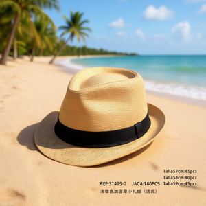 Cappello di Paglia Marrone Chiaro 57-59cm Stile Fedora per l'Estate - Product Image 3