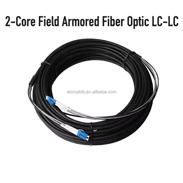 Armored Tactical Fiber Optic Cable LC-LC, Outdoor Field Patch Cord, Anti-rat Bite Waterproof for Stage Broadcast