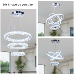<span class=keywords><strong>Lampadario</strong></span> a Sospensione <span class=keywords><strong>Moderno</strong></span> a 3 Anelli Rotondi in Cristallo K9 con Luce Bianca Fredda e Calda per Soggiorno con Controllo Semplice <span class=keywords><strong>da</strong></span> Interruttore - Product Image 6
