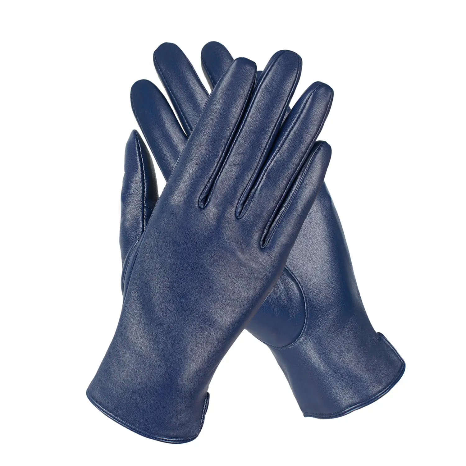 Toptan eldiven üretici temel dokunmatik ekran siyah mavi kış yün kaşmir çizgili bayan deri sürücü eldivenleri