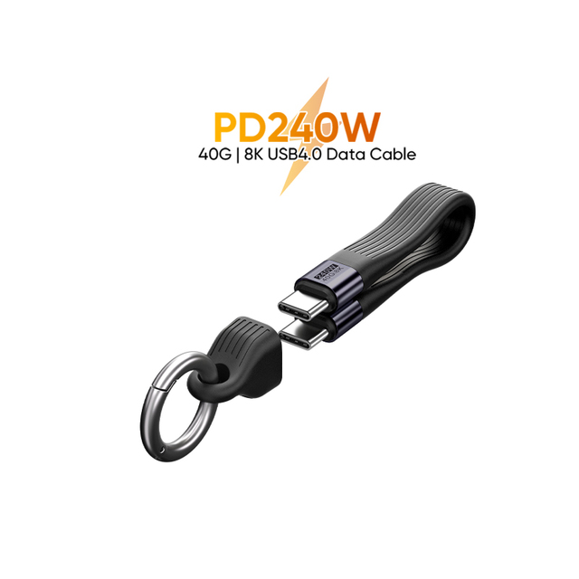 40G Fast Transfer 8K Ultra HD Output USB4 PD3.1 High Power 240W Fast Charging & Data Keychain Cable