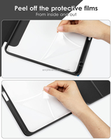 Étui magnétique transparent en cuir et acrylique pour iPad 9,7 pouces (6e/5e génération 2018, 2017, Air 1, Air 2) avec fonction veille/réveil automatique