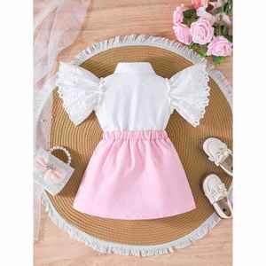 Conjunto de Roupas Infantis Personalizado para Meninas com Camisa de Manga Larga e Saia com Laço para o Verão de <span class=keywords><strong>2026</strong></span> - Product Image 3