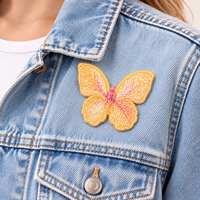 Patch brodé papillon irisé, applique scintillante monocouche pour vêtements, sacs, chapeaux, loisirs créatifs et décorations de couture