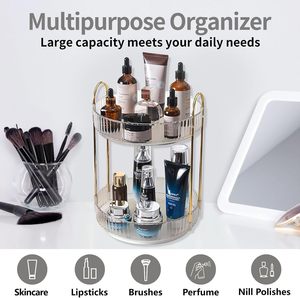 Organisateur de cosmétiques rotatif de luxe léger en plastique PET moulé par injection, boîte à bijoux, organisateur de maison moderne et durable pour salle de bain - Product Image 3